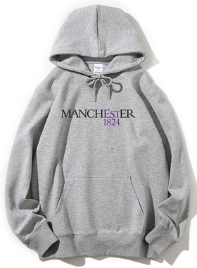 Manchester校服UoM曼彻斯特大学套头连帽口袋卫衣纪念班服印花