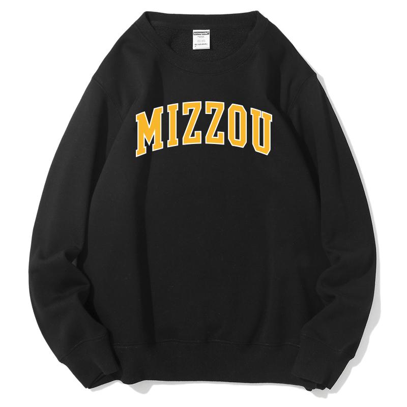 UM密苏里大学Missouri圆领卫衣加绒Mizzou宽松外套情侣无帽长袖