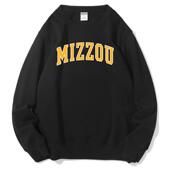 UM密苏里大学Missouri圆领卫衣加绒Mizzou宽松外套情侣无帽长袖