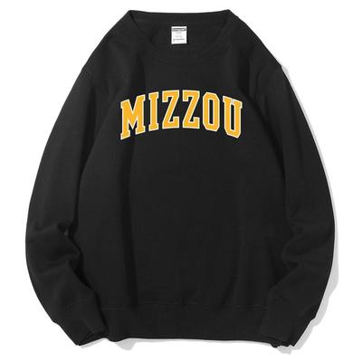UM密苏里大学Missouri圆领卫衣加绒Mizzou宽松外套情侣无帽长袖