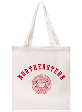 美国东北大学16安加厚帆布包单肩帆布袋NEU Northeastern 拉链
