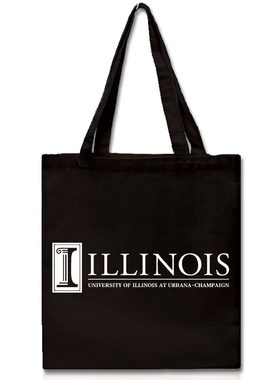 伊利诺伊大学帆布袋Illinois单肩手提帆布包纪念环保字母印花布袋