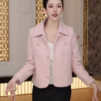 中年女气质名媛高级感短外套2025秋季新款洋气减龄短款百搭小西装