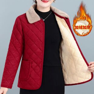 新款 中老年女棉袄加绒加厚休闲棉服妈妈装 保暖短款 棉衣外套 秋冬季