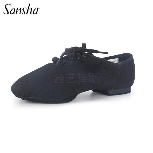 Sansha三沙系带帆布低帮爵士舞鞋