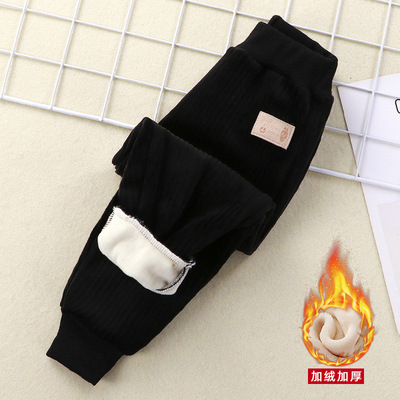 儿童运动裤新款男女童宝宝加绒裤子秋冬季外穿加厚休闲保暖长裤
