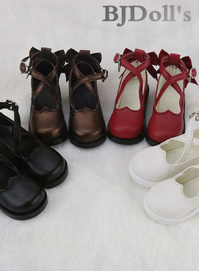 现货秒发BJD3分4分女娃娃鞋子可爱鞋CD/SD迷你皮鞋桃心鞋人偶娃鞋