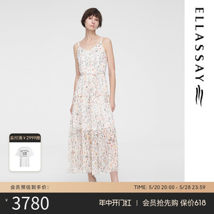 新款 ELLASSAY歌力思2024夏季 100%桑蚕丝手感柔爽吊带连衣裙女Y077