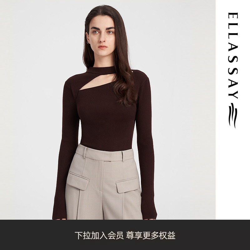 ELLASSAY歌力思23秋季新款羊毛美拉德穿搭针织衫女高级棕万能打底高性价比高么？