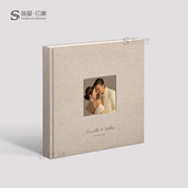 爱丽丝 定制做影楼高端亚麻布艺结婚纱照片高清冲印婚礼纪念相册