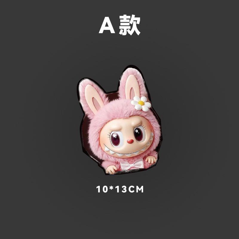 新款拉布布玩偶车贴汽车车身车窗贴纸电动摩托车电脑个性装饰贴画