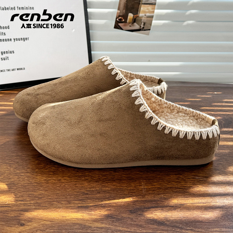 人本勃肯拖鞋女2025秋冬新款加绒