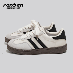 人本德训鞋女2026春秋季新款经典平底百搭复古小白鞋运动休闲板鞋