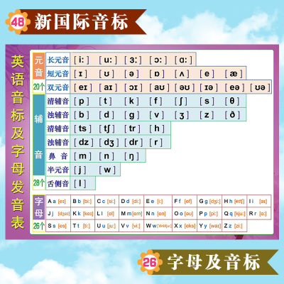 英语音标贴图挂图48个新国际音标