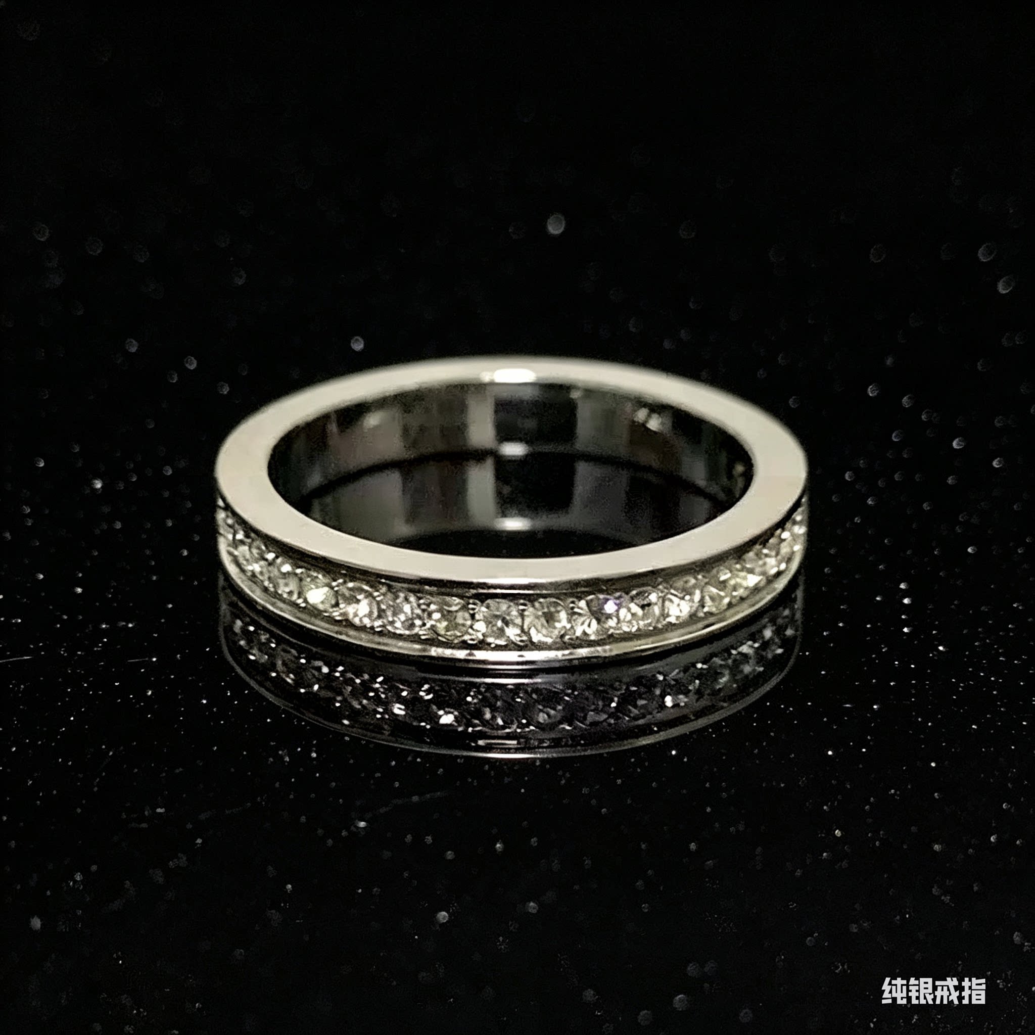 满钻999纯银戒指情侣女士满天星个性潮足银对戒简约时尚学生潮