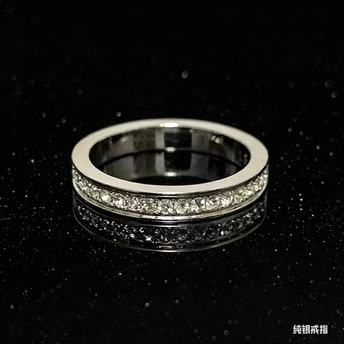 满钻999纯银戒指情侣女士满天星个性潮足银对戒简约时尚学生潮
