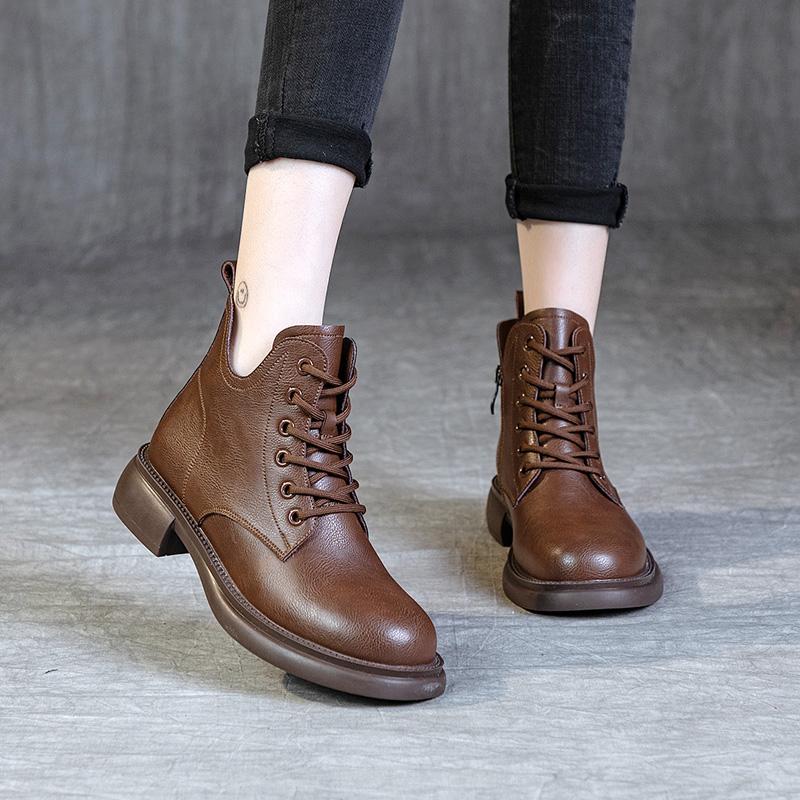 休闲百搭真皮夹棉马丁靴性价比高