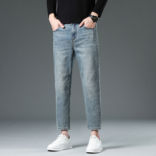 矮个子八分九分裤牛仔裤男士直筒修身潮牌宽松休闲89分秋冬男裤子