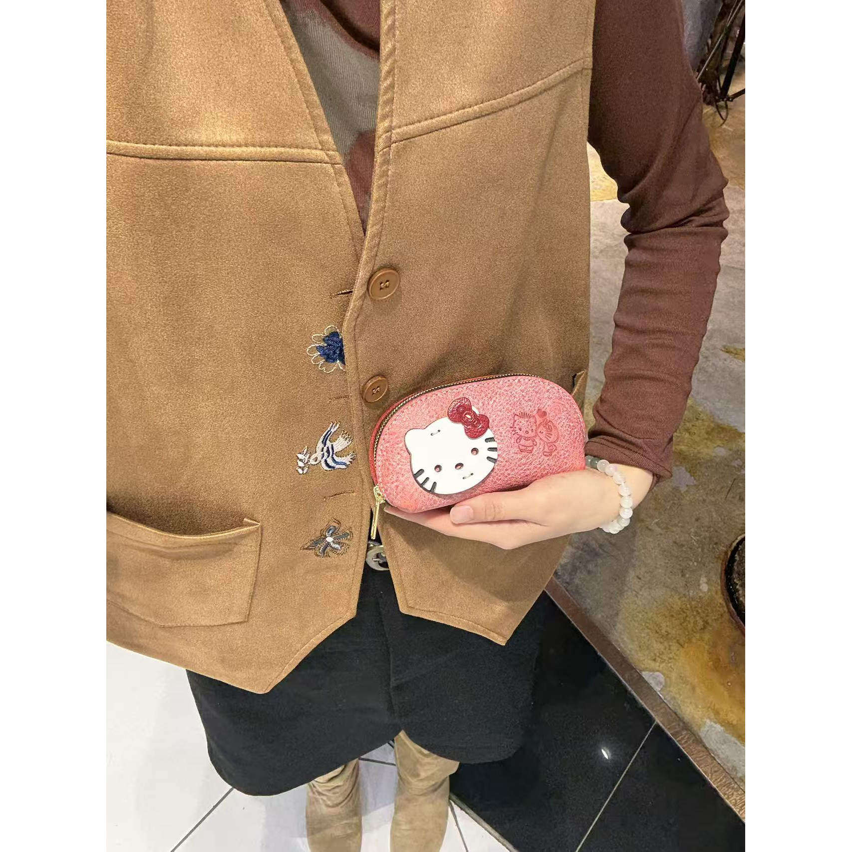 女士真皮HelloKitty创意卡通零钱包便携小包包牛皮可爱女款手拿包
