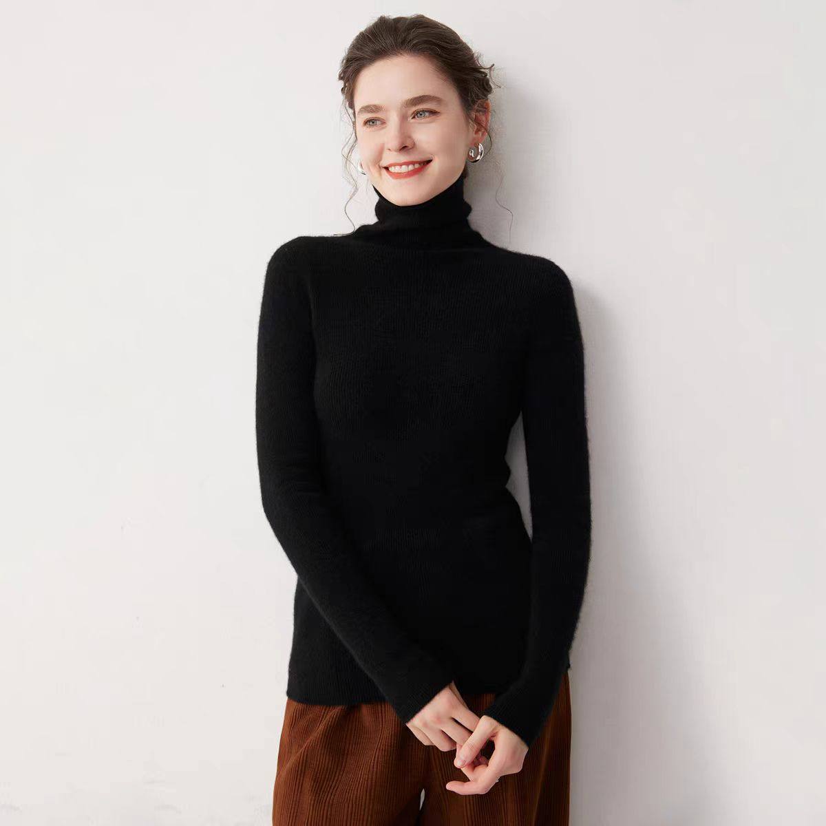 一线成衣无缝100%羊绒高领打底衫