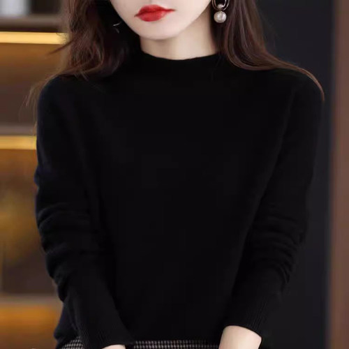 100%半高领慵懒风羊绒打底衫