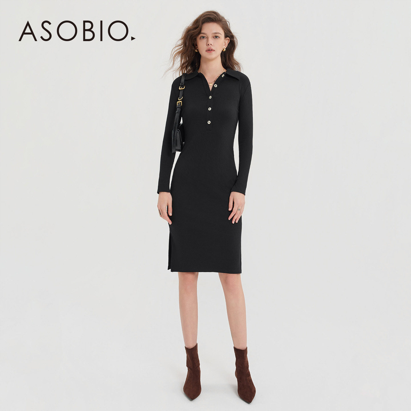 Asobio设计感纯色针织连衣裙2025秋冬通勤优雅收腰长款针织裙684,女装/女士精品,连衣裙,淘宝优惠券,粉丝福利购,淘宝优惠卷
