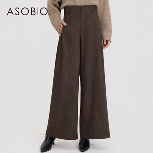 气质通勤休闲裤 Asobio复古条纹高腰阔腿裤 时尚 新品 女340 2025冬季