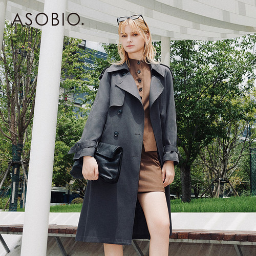 Asobio双排扣英伦经典款大翻领风衣2025冬季新品都市外套女装176