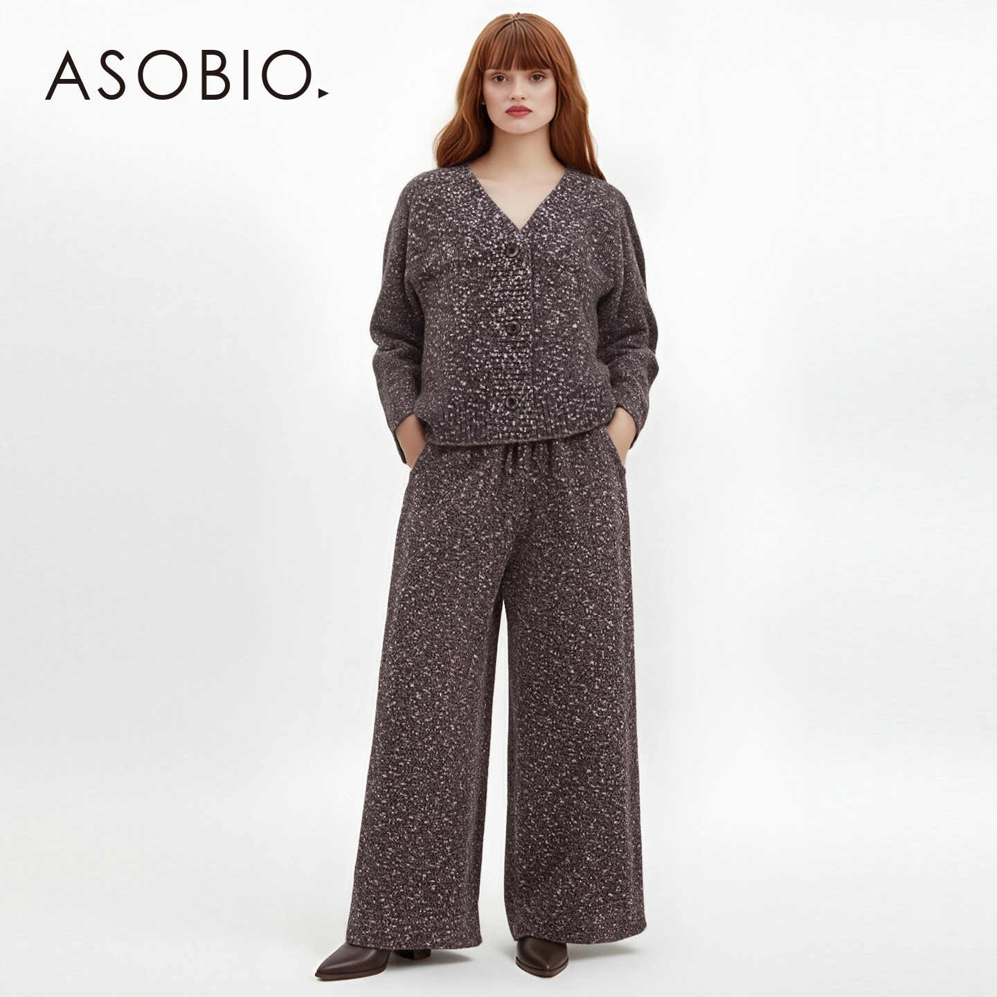 Asobio绵羊毛轻暖V领针织开衫2025冬季新品通勤百搭毛衣女372/373