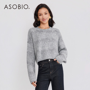 女262 通勤针织衫 Asobio蝴蝶结珠片圆领针织上衣2025秋冬新品 时尚