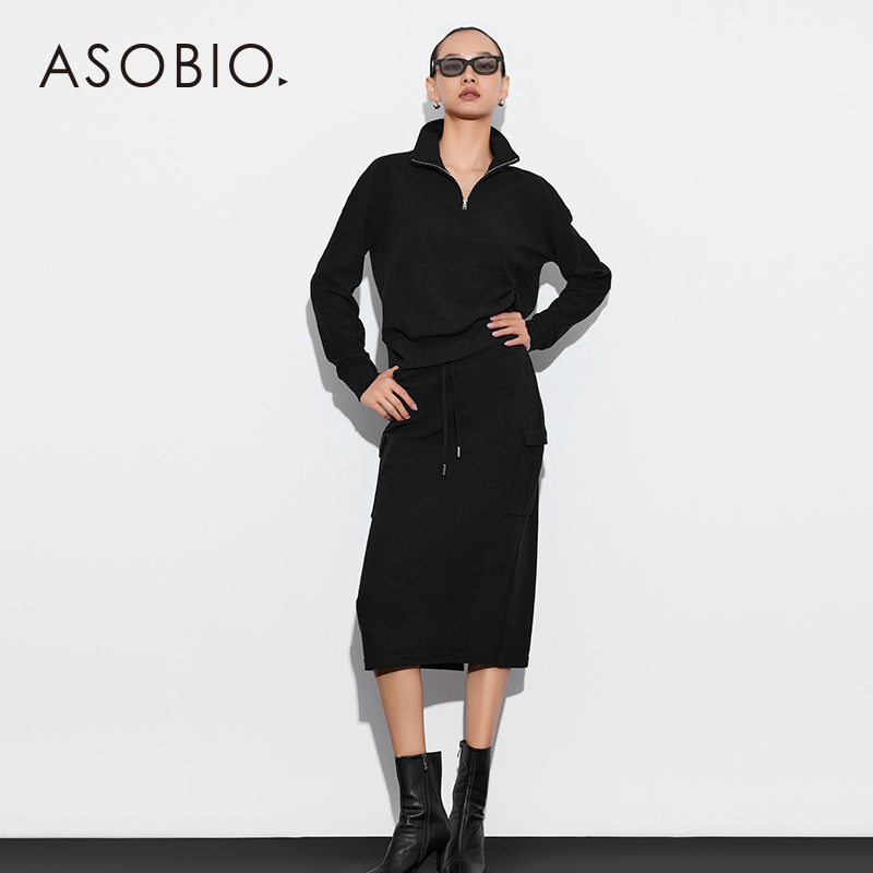 Asobio常规棉通勤卫衣半裙套装