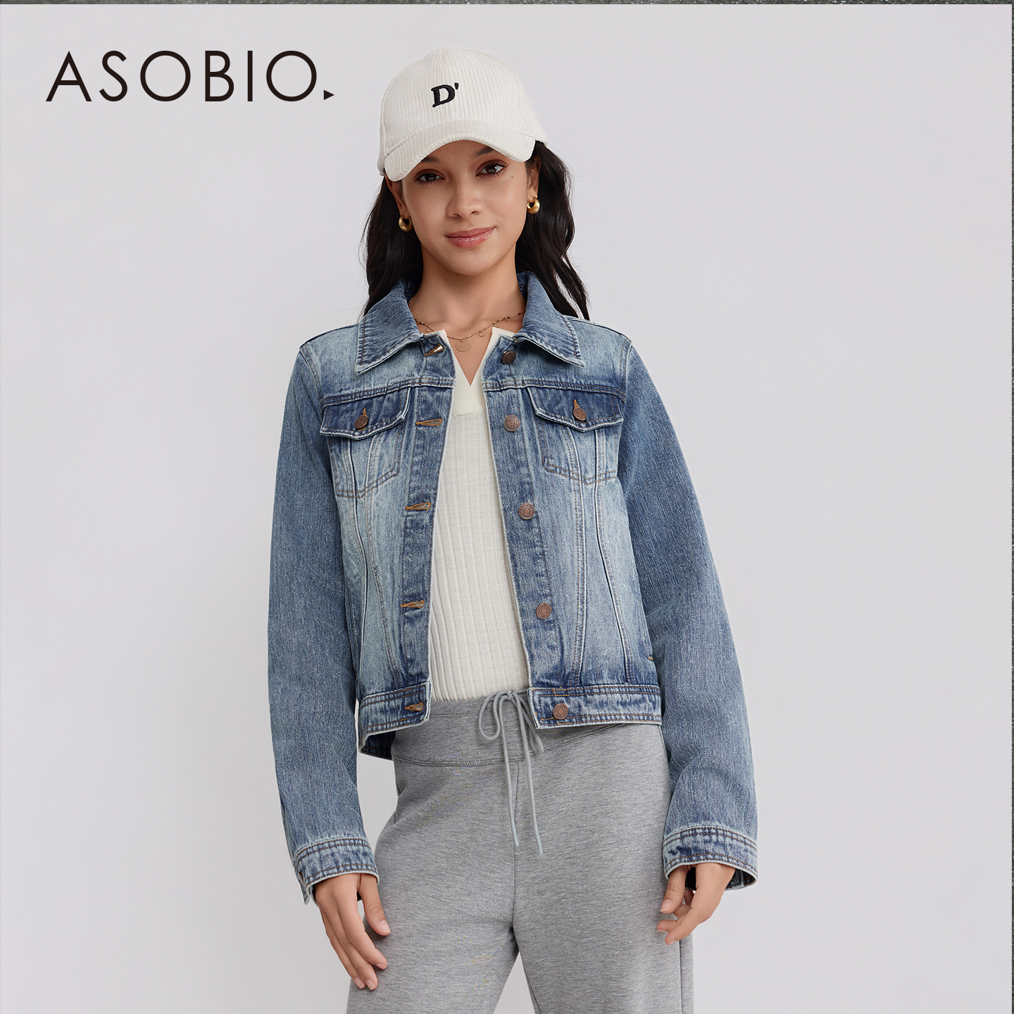 Asobio经典廓形怀旧修身牛仔短外套2025秋季休闲都市翻领外套297