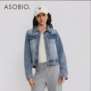 Asobio经典 牛仔短外套2025秋冬休闲都市翻领外套297 廓形怀旧修身