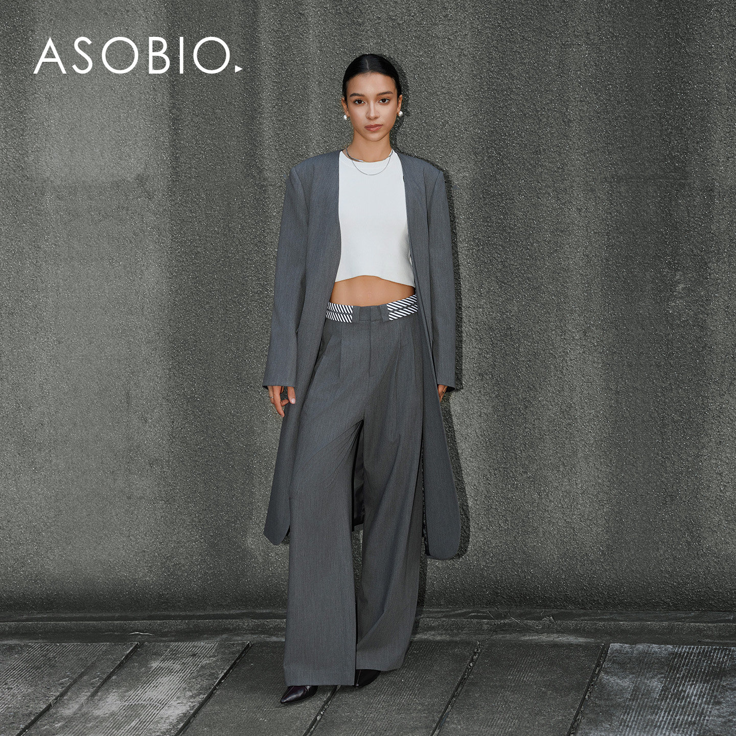 Asobio开襟设计感长款西装风衣2025秋冬通勤干练老钱风外套女274