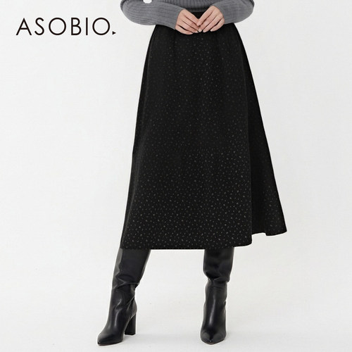 Asobio复古碎花A字半身裙2025冬季新品时尚通勤简约百搭长裙女348