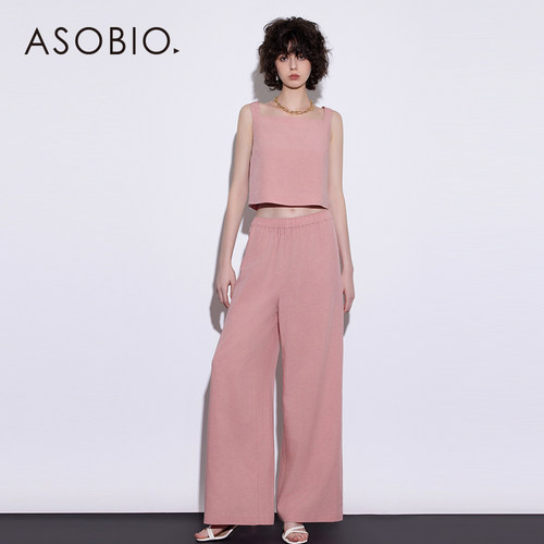 Asobio2024夏季宽肩吊带直筒裤