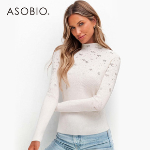 女长袖 打底衫 修身 新品 427 百搭2025冬季 Asobio绵羊毛高领毛针织衫