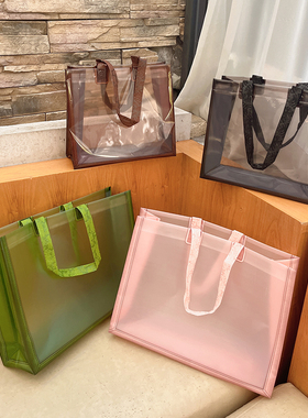 夏季透明磨砂可肩背服装店手提袋高档礼品包装购物用女装衣服定制