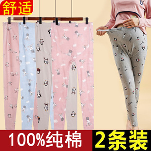 线裤 托腹睡裤 不勒肚子纯棉怀孕中晚期全棉内穿打底保暖裤 孕妇秋裤