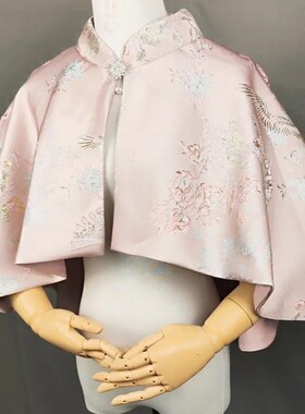 新款中国风披肩前短后长披风汉服旗袍遮肉坎肩显瘦姐妹礼服斗篷女