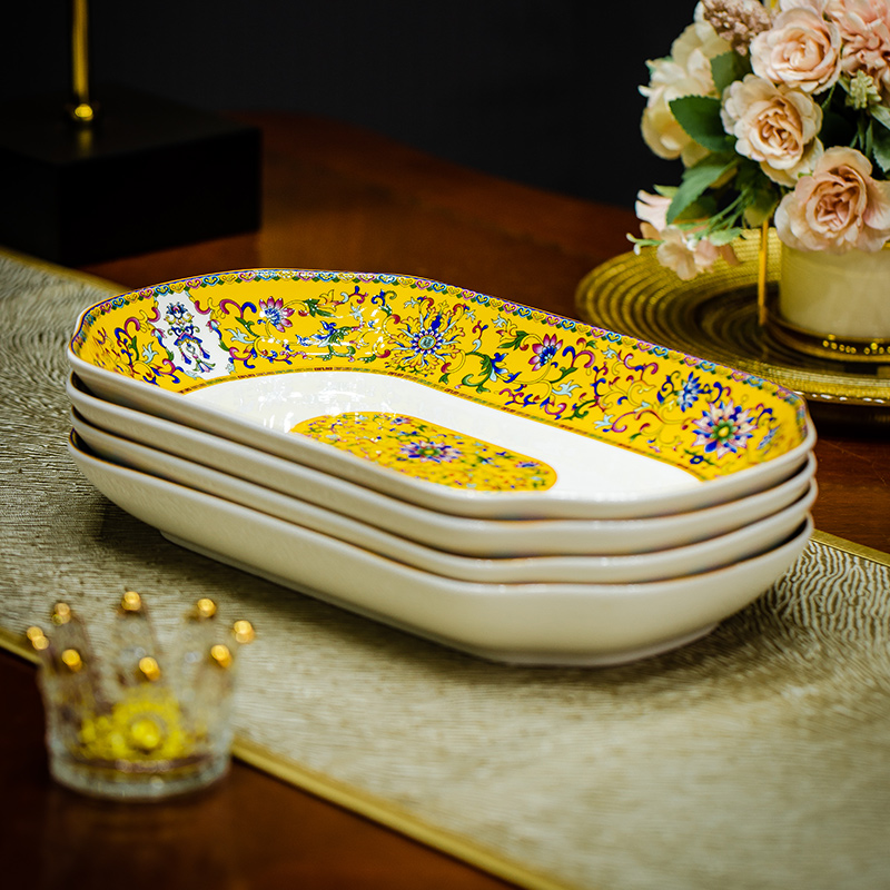 青珑陶瓷家用中式方形陶瓷鱼盘