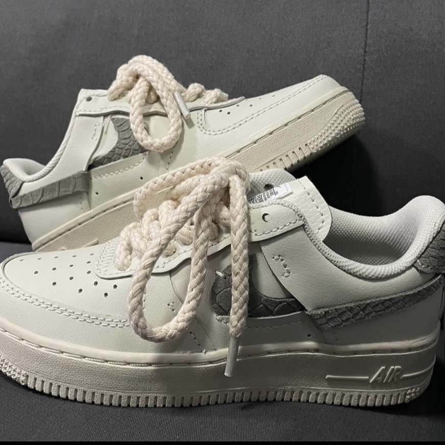 适配af1 lxx sea glass空军一号解构断钩米白粗麻绳做旧aj鞋带