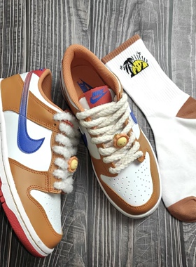 适配dunk low 白橙蓝 米色粗麻绳橙色渐变反光泼墨空军一号AJ鞋带