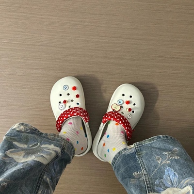 适配洞洞鞋配饰配件鞋扣红色爱心鞋带苹果纽扣饰品配饰