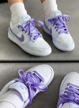 适配nike dunk low purple pulse 白紫渐变泼墨夜光紫色拨色鞋带