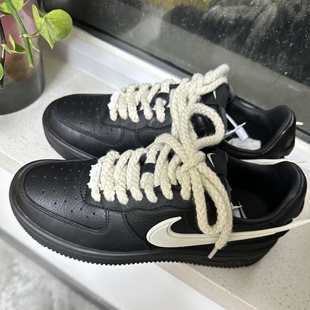 适配ambush空军一号AF1黑色米色棉麻圆形粗麻绳玫红色扁形鞋带