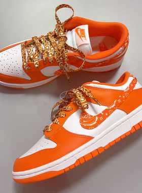 适配dunk orange paisley白橙腰果花空军一号AF1橙色袜子鞋带