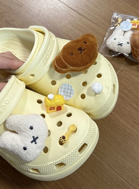 洞洞鞋鞋花KT猫立体鞋扣可爱猫咪hellokitty公仔红色格子配饰配件