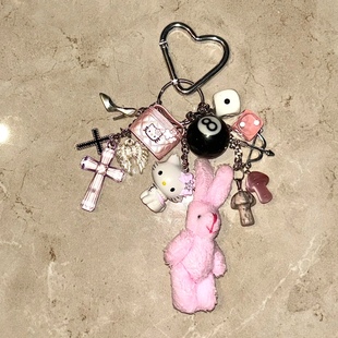miu系挂绳保龄球包包挂件编织绳登山兔子KT猫复古钥匙扣多用配饰