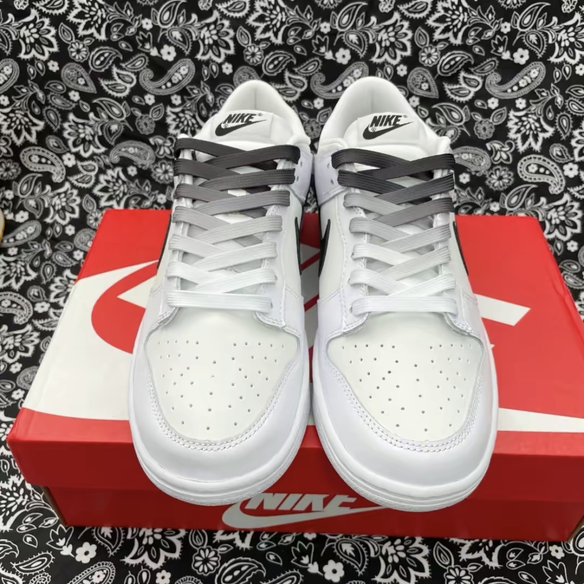 适配dunk 白黑 百搭空军一号黑色白色鸳鸯泼墨腰果花反光af1鞋带